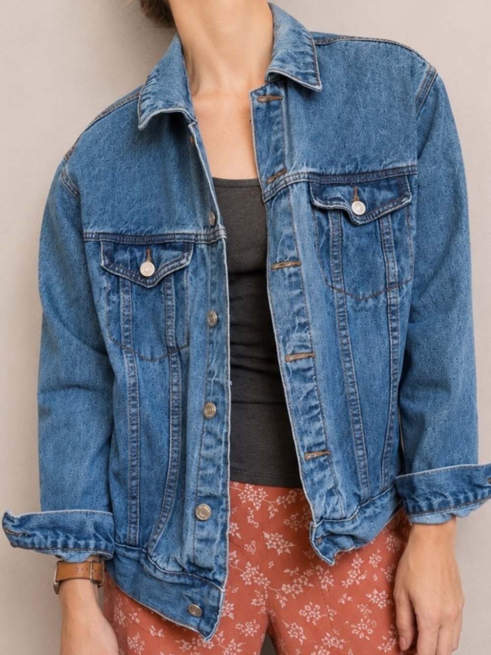 Women’s Missguided Blue Denim Button-Down Jacket Sz 6